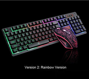 New 104 Keys Gaming Keyboard Mouse Rainbow LED Backlit Mechanical Feeling Keyboard Pro Gaming Keyboard and Mouse