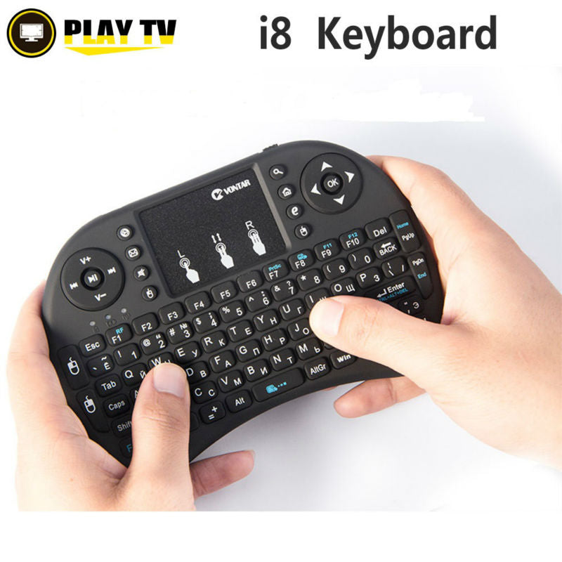 VONTAR I8 Mini Wireless Gaming Keyboard Russian English Hebrew Spanish 2.4G Touched Fly Mouse For Smart TV box Laptop Tablet PC