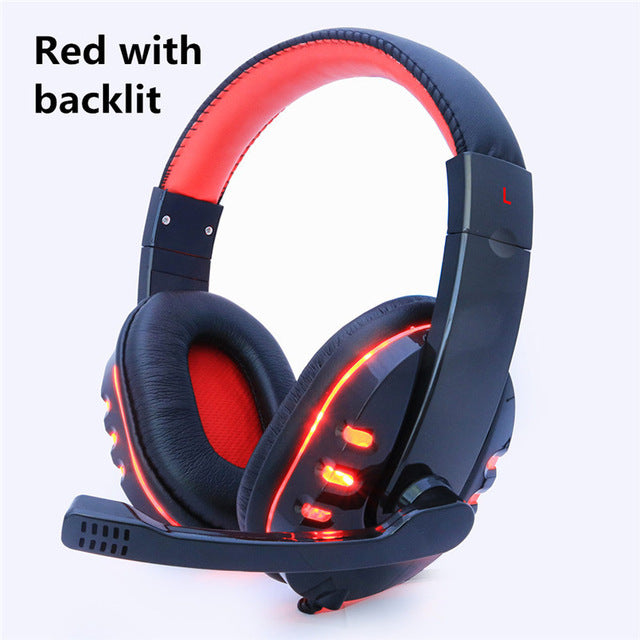 Gaming Headphone Headphones Headset Deep Bass Stereo With Mic Adjustable 3.5mm Wired led For computer Laptop Gamer Earphone