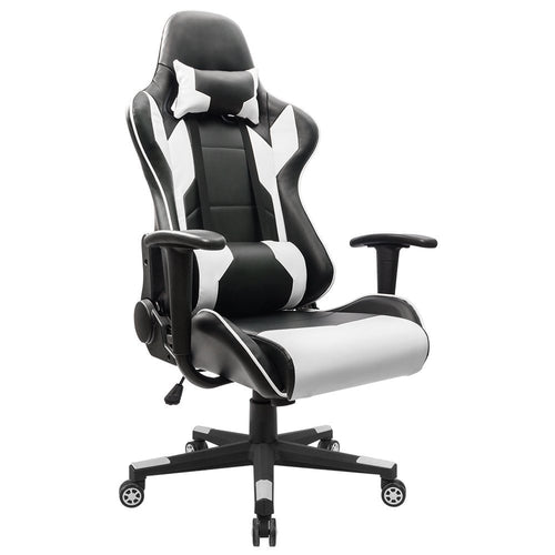 Homall Executive Swivel Leather Gaming Chair, Racing Style High-back Office Chair With Lumbar Support and Headrest (White)