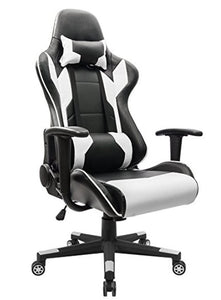 Homall Executive Swivel Leather Gaming Chair, Racing Style High-back Office Chair With Lumbar Support and Headrest (White)