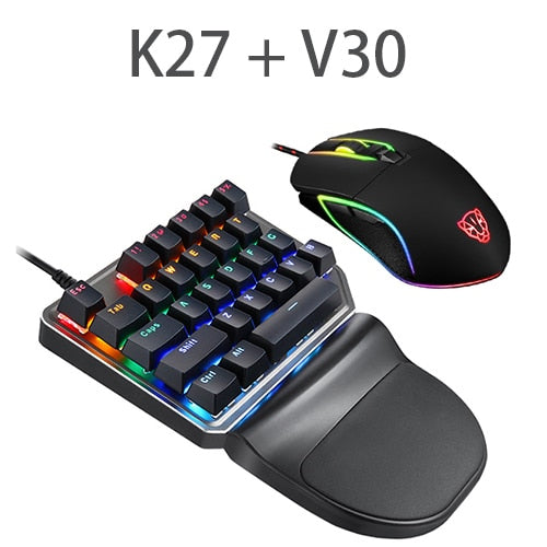 Motospeed K27 V30  Single Hand Mechanical Computer PC PUBG Gaming Keyboard 27 key Wired USB 9 LED Backlit Model Russian sticker