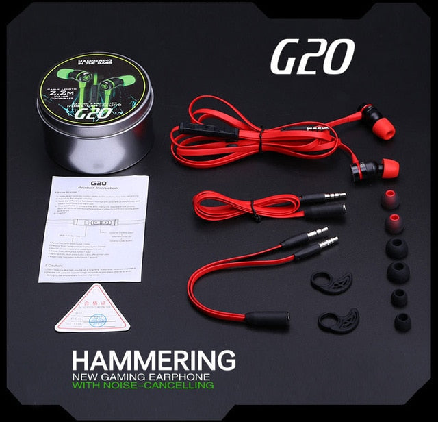 G20 hammerhead Stereo Bass Computer headphones with microphone Magnetic Gaming Headset Noise Cancelling Earphone for phone Sport