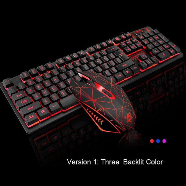 New 104 Keys Gaming Keyboard Mouse Rainbow LED Backlit Mechanical Feeling Keyboard Pro Gaming Keyboard and Mouse