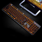 Backlit Gaming Keyboard Steampunk Retro Round/Square Keycap USB Wired Glowing Metal Panel Laptop Computer Russian Keyboard
