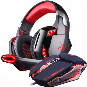 Gaming Headset Stereo Gamer Headphones with microphone Earphone +Gaming Mouse 4000 DPI Adjustable Gamer Mice Wired USB for PC