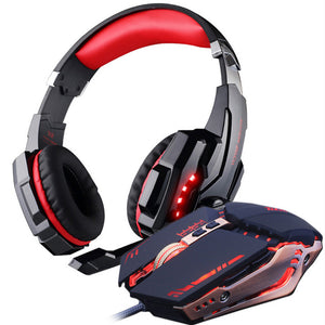 Gaming Headset Stereo Gamer Headphones with microphone Earphone +Gaming Mouse 4000 DPI Adjustable Gamer Mice Wired USB for PC