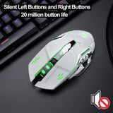 X8 Super Quiet Wireless Gaming Mouse 2400DPI Rechargeable Computer Mouse Optical Gaming Gamer Mouse for PC Black