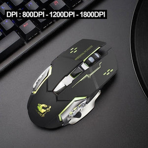 X8 Super Quiet Wireless Gaming Mouse 2400DPI Rechargeable Computer Mouse Optical Gaming Gamer Mouse for PC Black