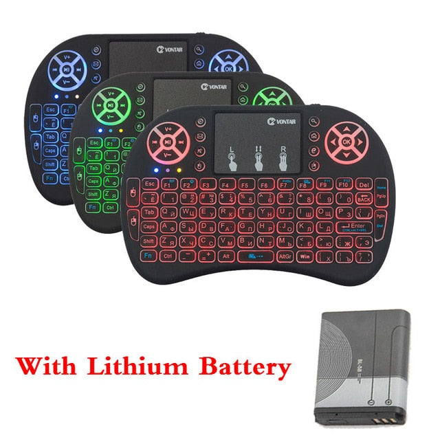 7 Color Backlight mini i8 2.4GHz Wireless Keyboard Russian Spanish English Version Air Mouse Touchpad i8 Backlit For Android BOX