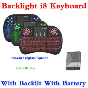 Mini i8 Keyboard Russian English Hebrew Spanish Backlight I8 Keyboard Remote Touchpad Keyboard For Android TV BOX PC