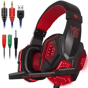 LED Lights Gaming Headset for PS4 PC Xbox one Stereo Surround Sound Noise Cancelling Wired Gamer Headphones With Mic auriculares