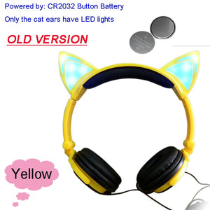 JINSERTA 2019 Cat Ear headphones LED Ear headphone cat earphone Flashing Glowing Headset Gaming Earphones for Adult and Children